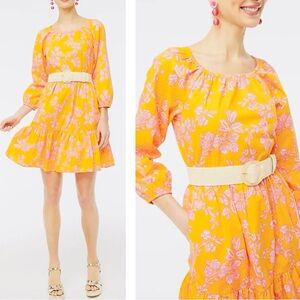 PLUS‎ J. Crew Orange & Pink Bird Of Paradise Tropical Vibes Mini Dress Size 14